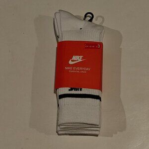 Nike Everyday Essential Crew Socks Men’s Size L 8-12 White Red 3 Pack Cushioned